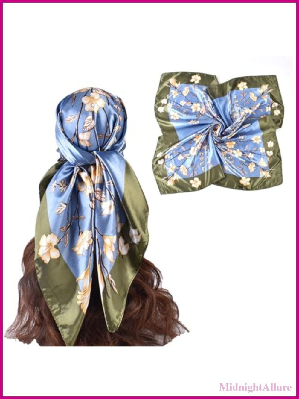 35in Silk Satin Square Head Scarf Hair Wrap Bandana Multifunctional